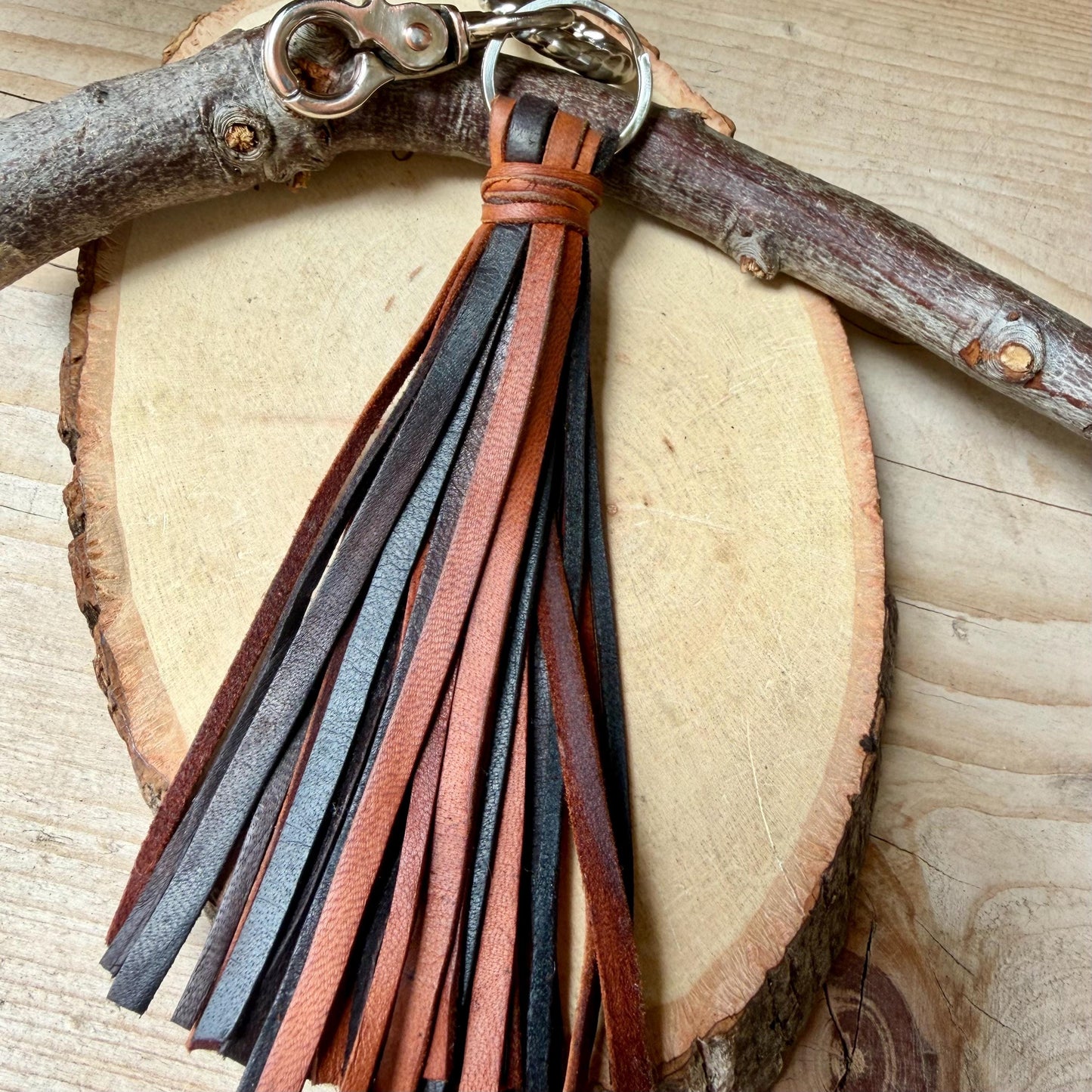 Leather Tassel Keychain • Deerskin Fringe Bag Charm • Western Purse Accessory