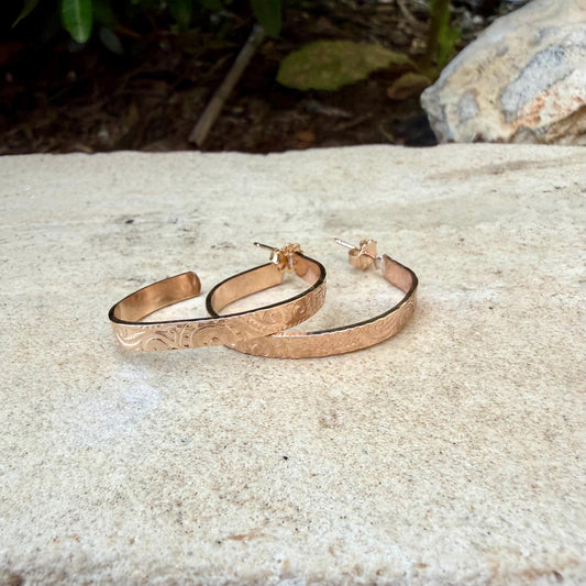 14k Gold Filled Paisley Embossed Hoops • Oval Drop Earrings • 4x1mm GF