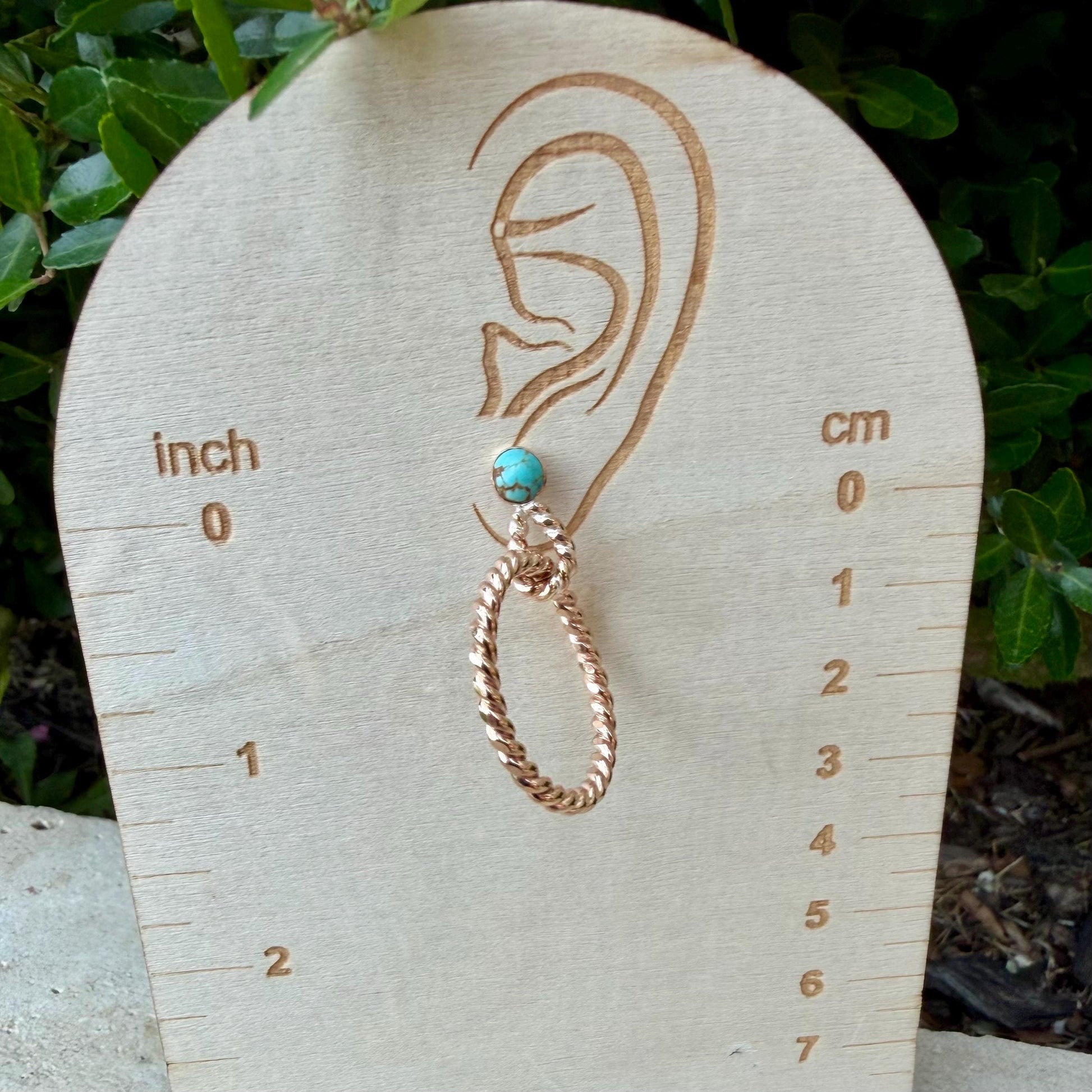 14k GF Number 8 Turquoise Hoop & Post Earrings • 5mm Turquoise Studs