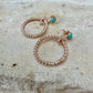 14k GF Number 8 Turquoise Hoop & Post Earrings • 5mm Turquoise Studs