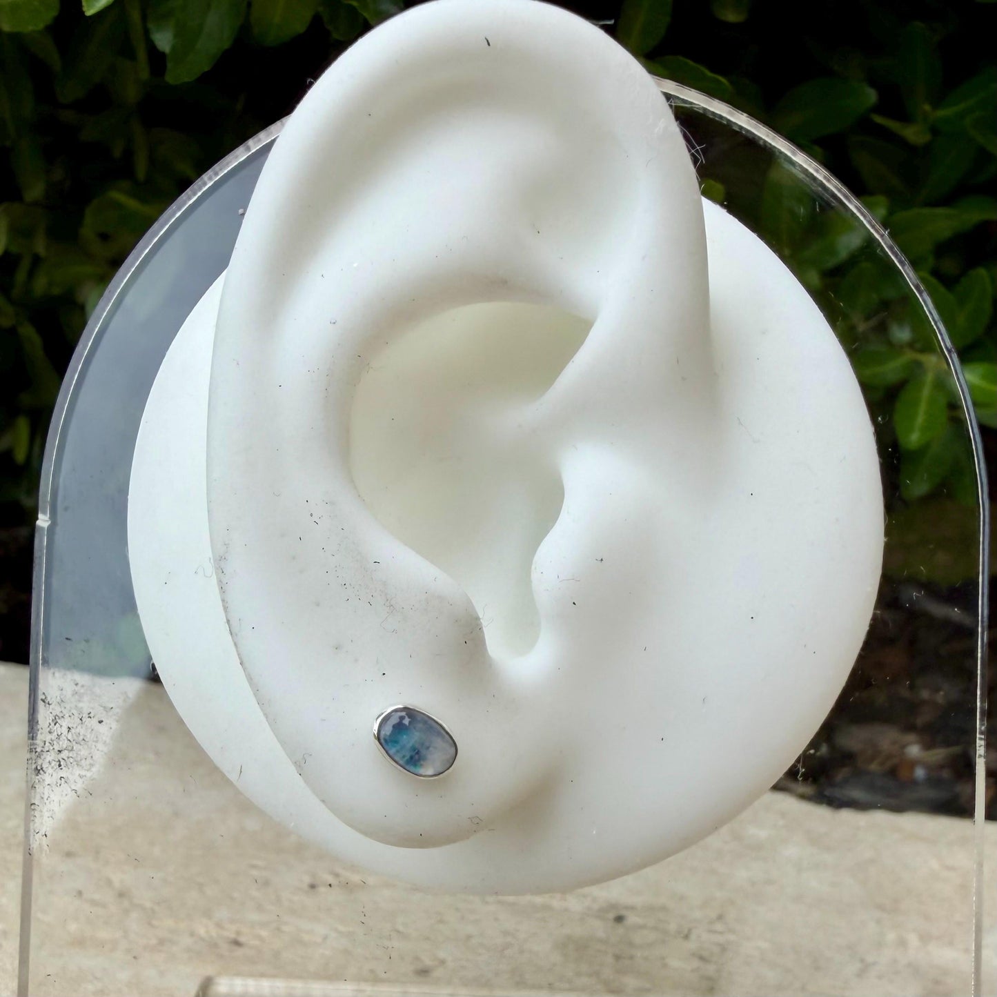 Rainbow Moonstone Stud Post Earrings • 4×6mm Oval • Sterling Silver