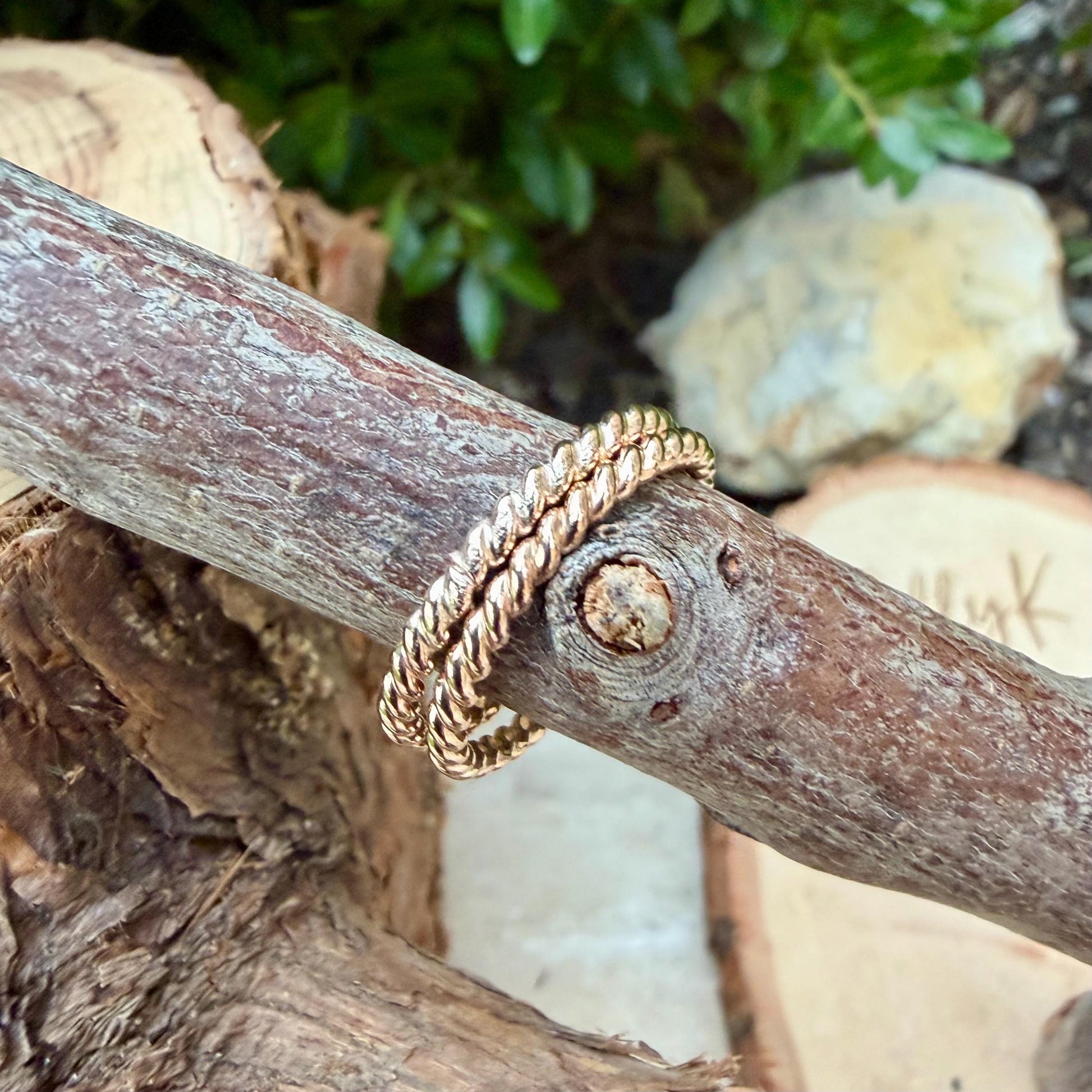 14k Gold Filled Rope Ring Set • Twist Bands • Stackable Rings