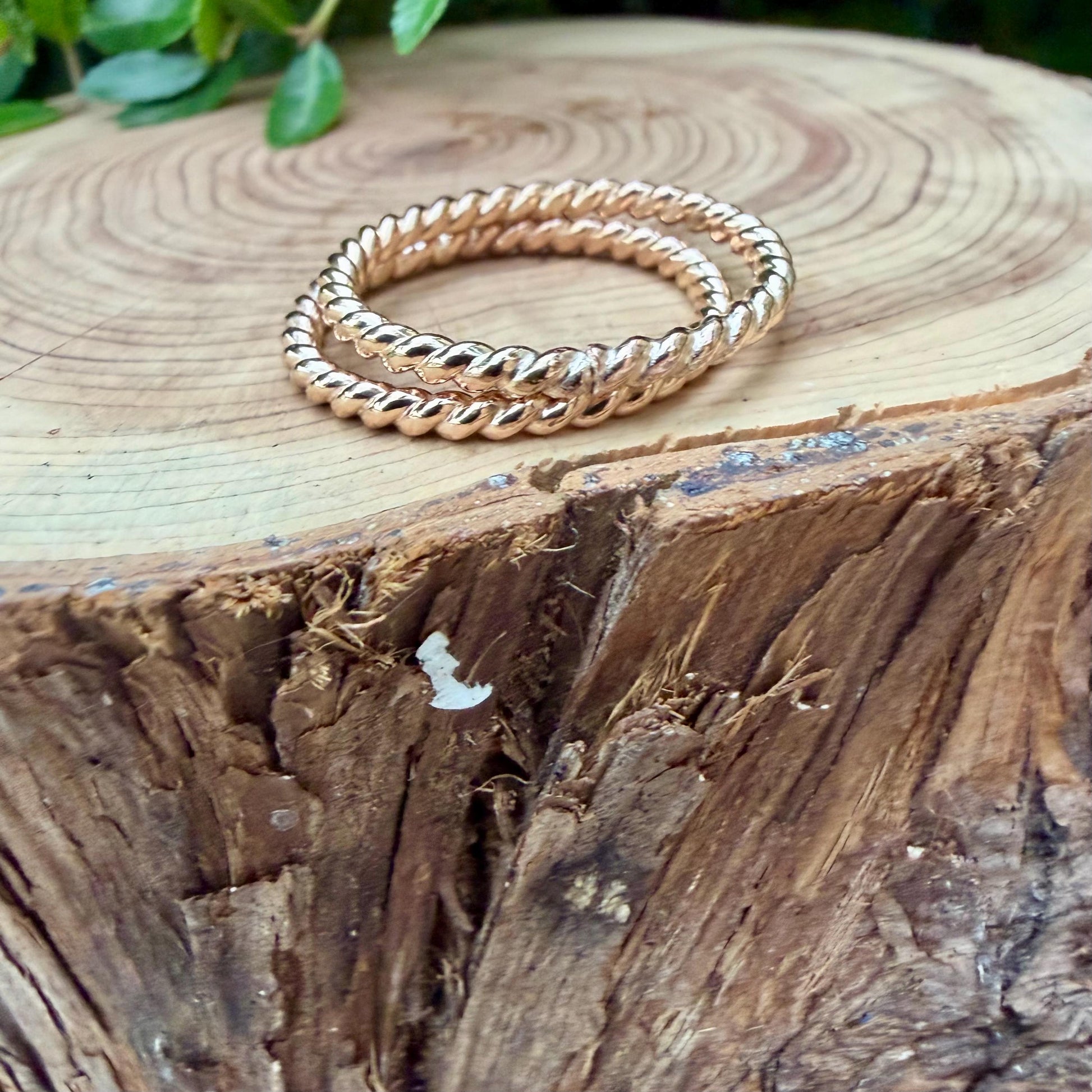14k Gold Filled Rope Ring Set • Twist Bands • Stackable Rings