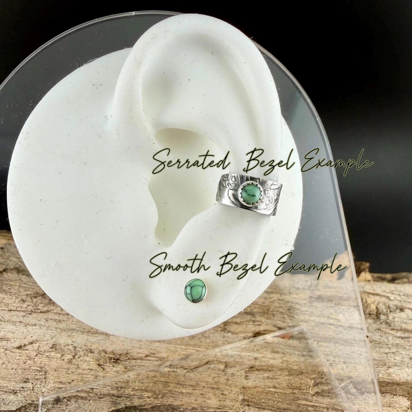 Luxe Green Black Bridge Variscite Stud Earrings • Sterling Silver • 4mm • Smooth or Serrated