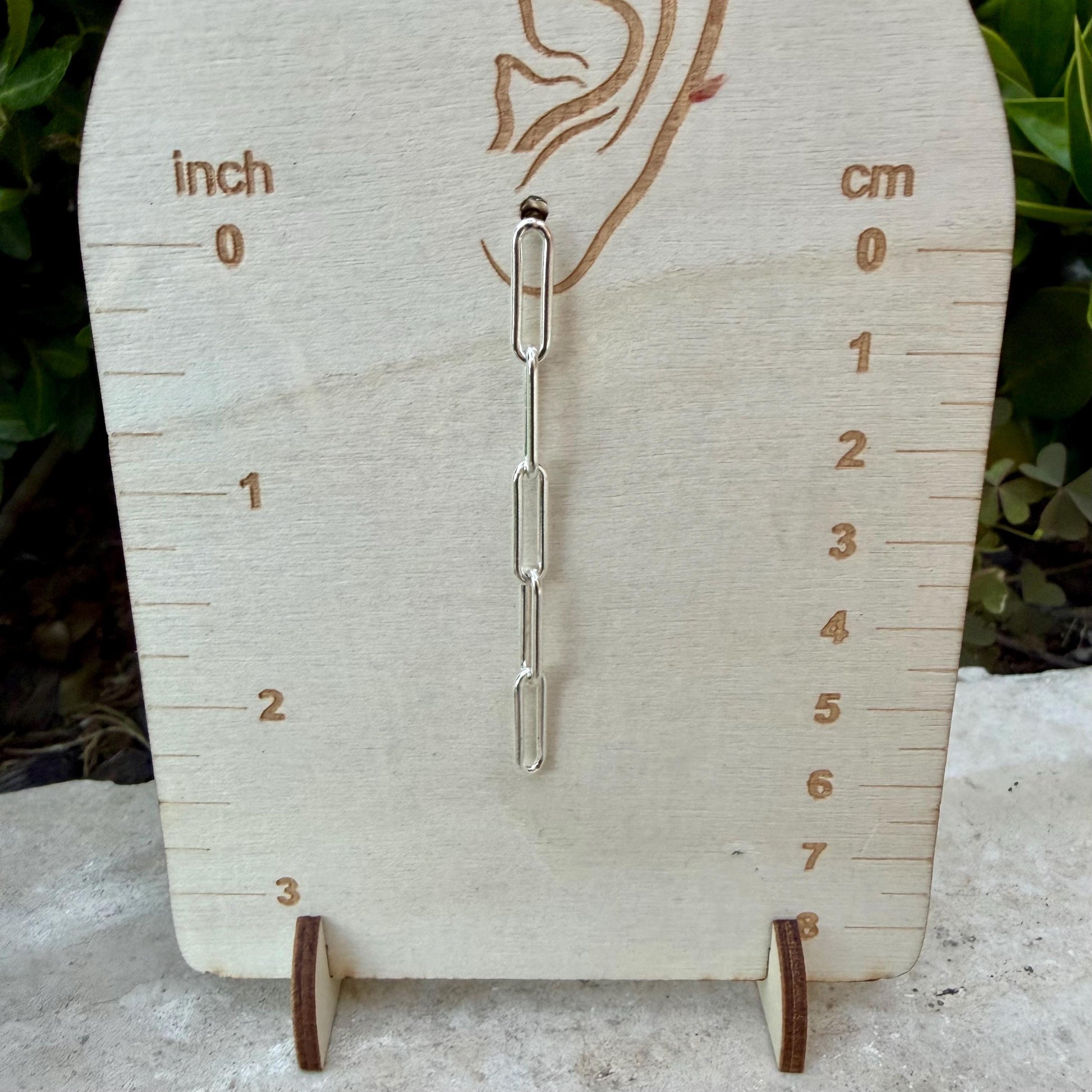 Sterling Silver Post Drop Paperclip Earrings • Modern Long Silver