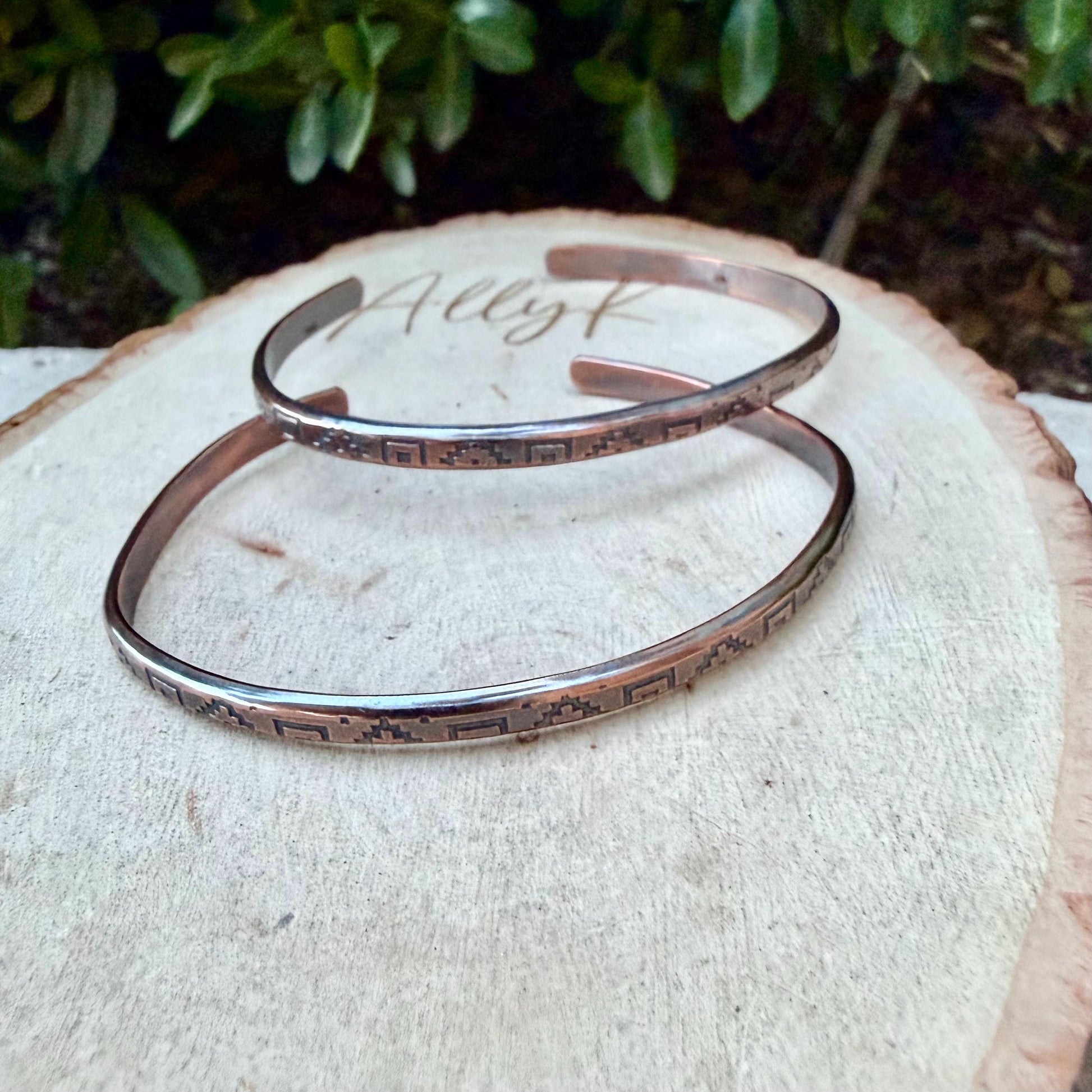 Southwest Copper Cuff Set • Hand‑Forged Raw Copper Bracelets • Set of Two