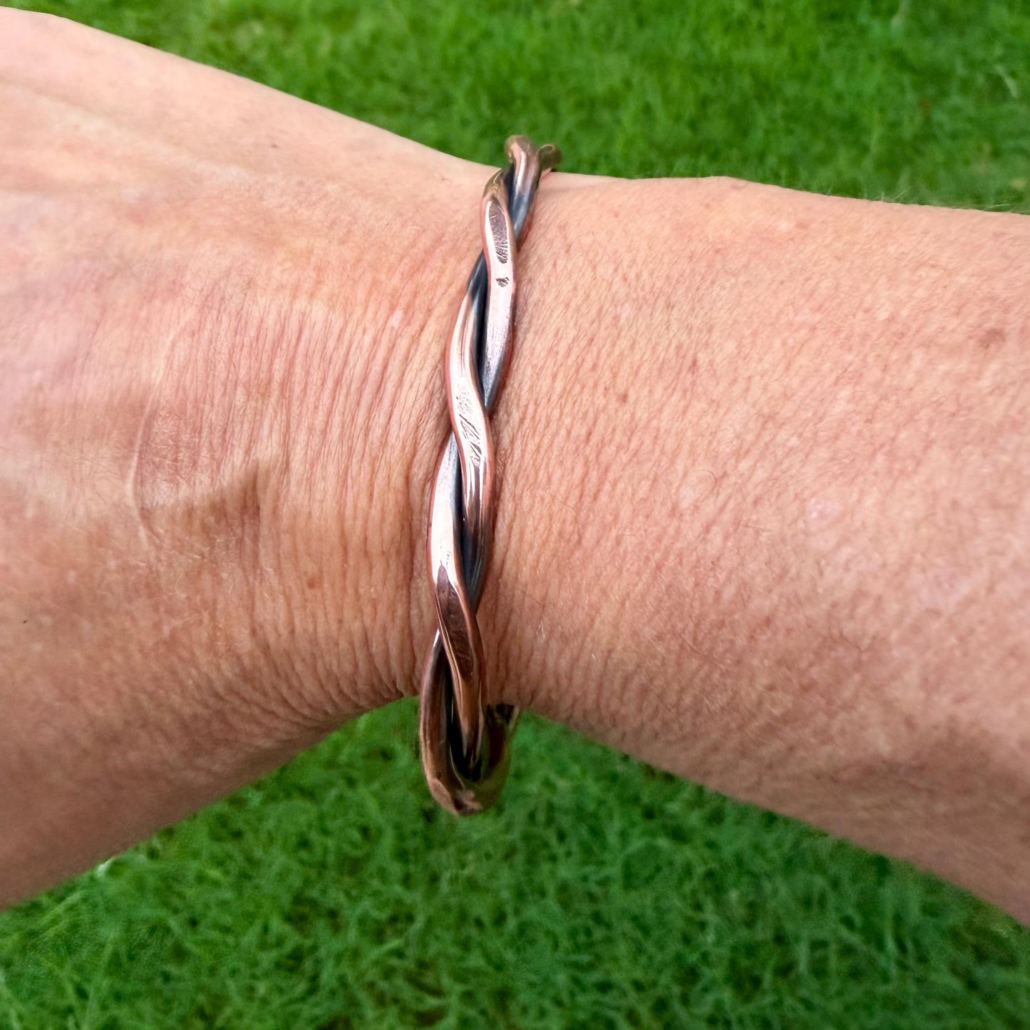 Rustic Copper Twist Cuff Bracelet • Hand‑Forged Solid Copper
