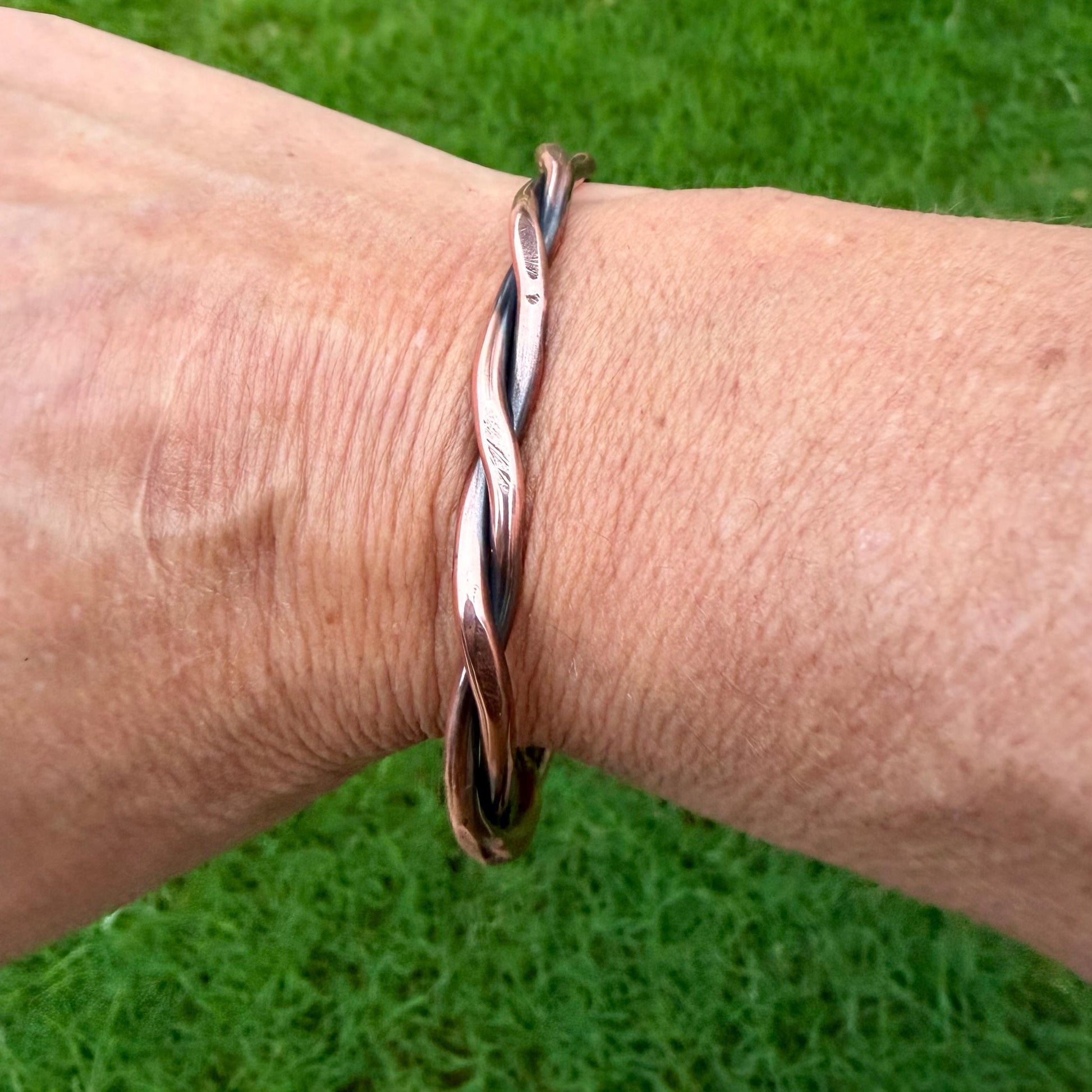 Rustic Copper Twist Cuff Bracelet • Hand‑Forged Solid Copper