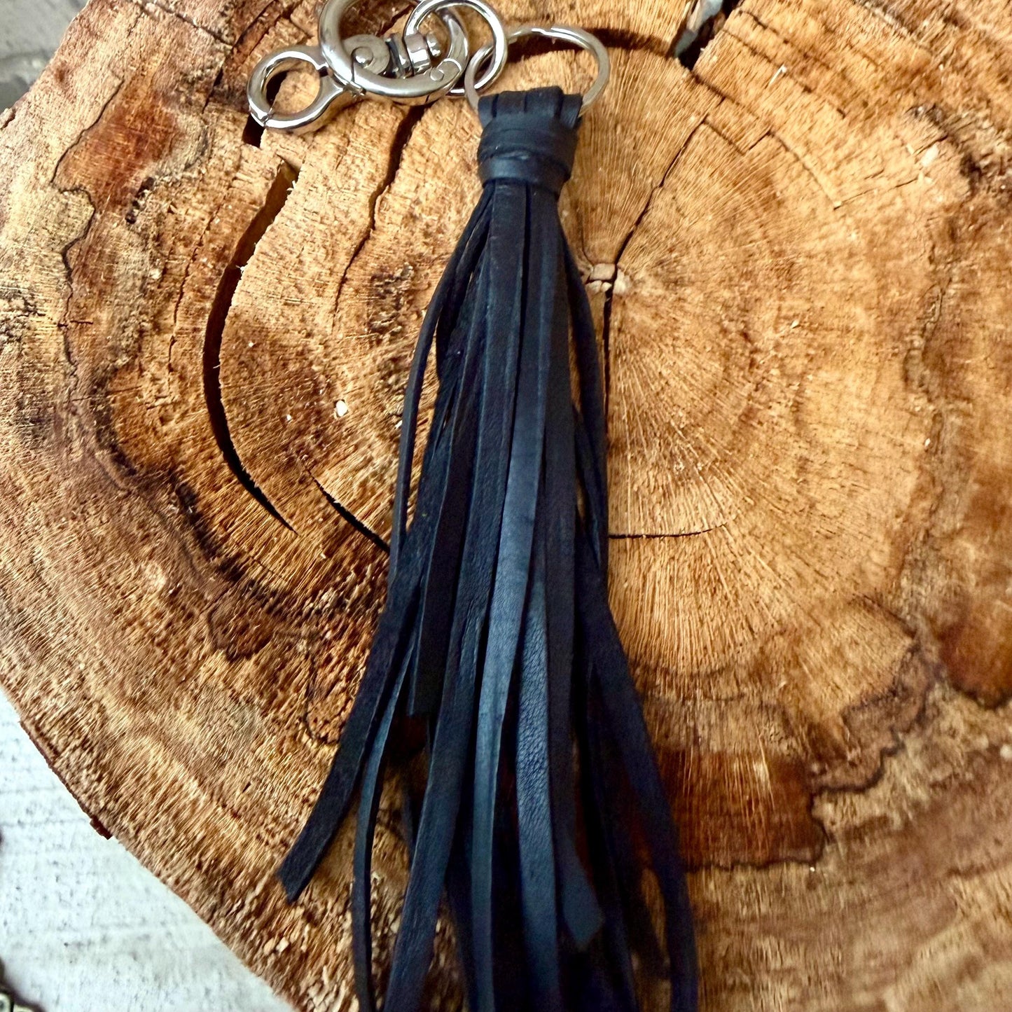 Leather Tassel Keychain • Deerskin Fringe Bag Charm • Western Purse Accessory