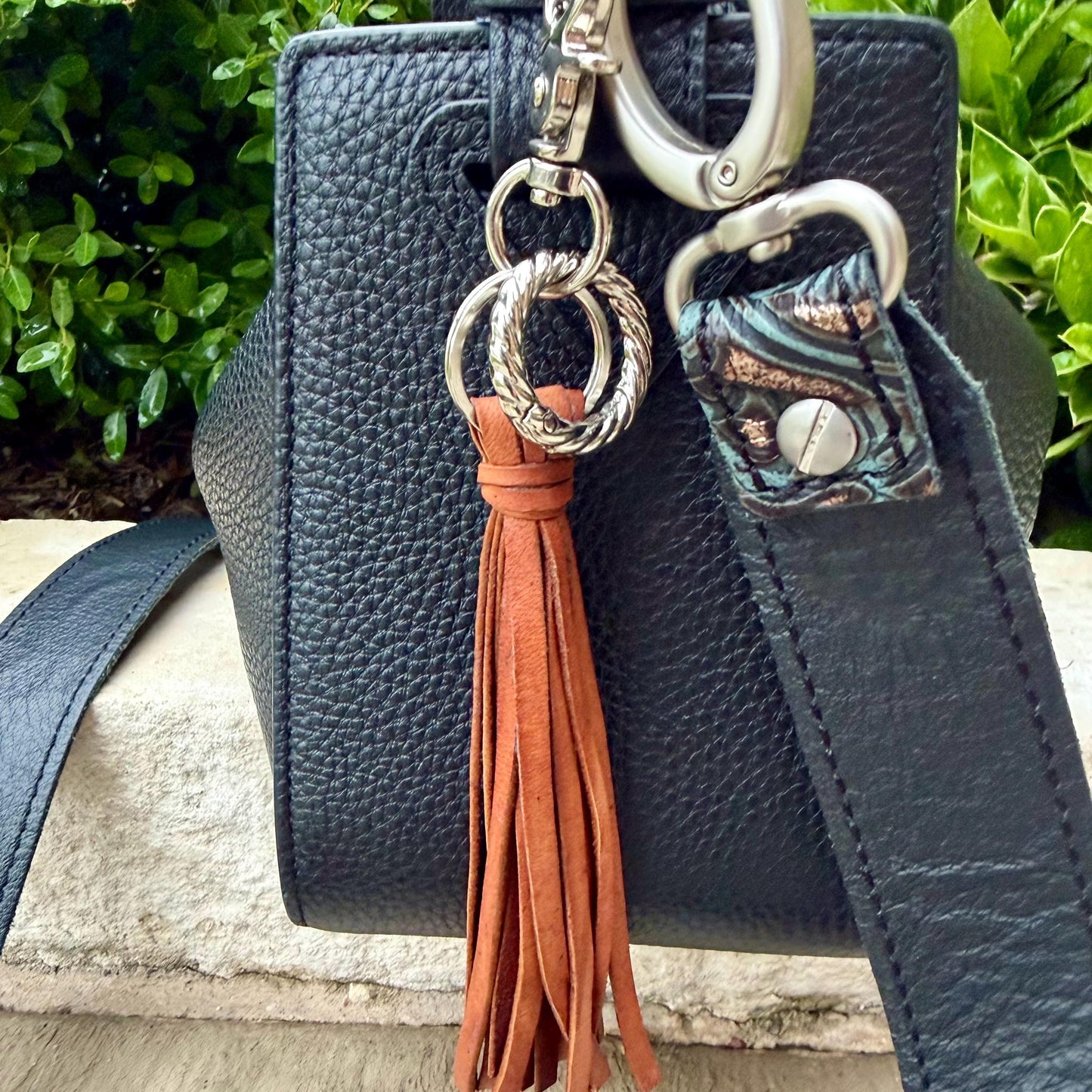 Leather Tassel Keychain • Deerskin Fringe Bag Charm • Western Purse Accessory