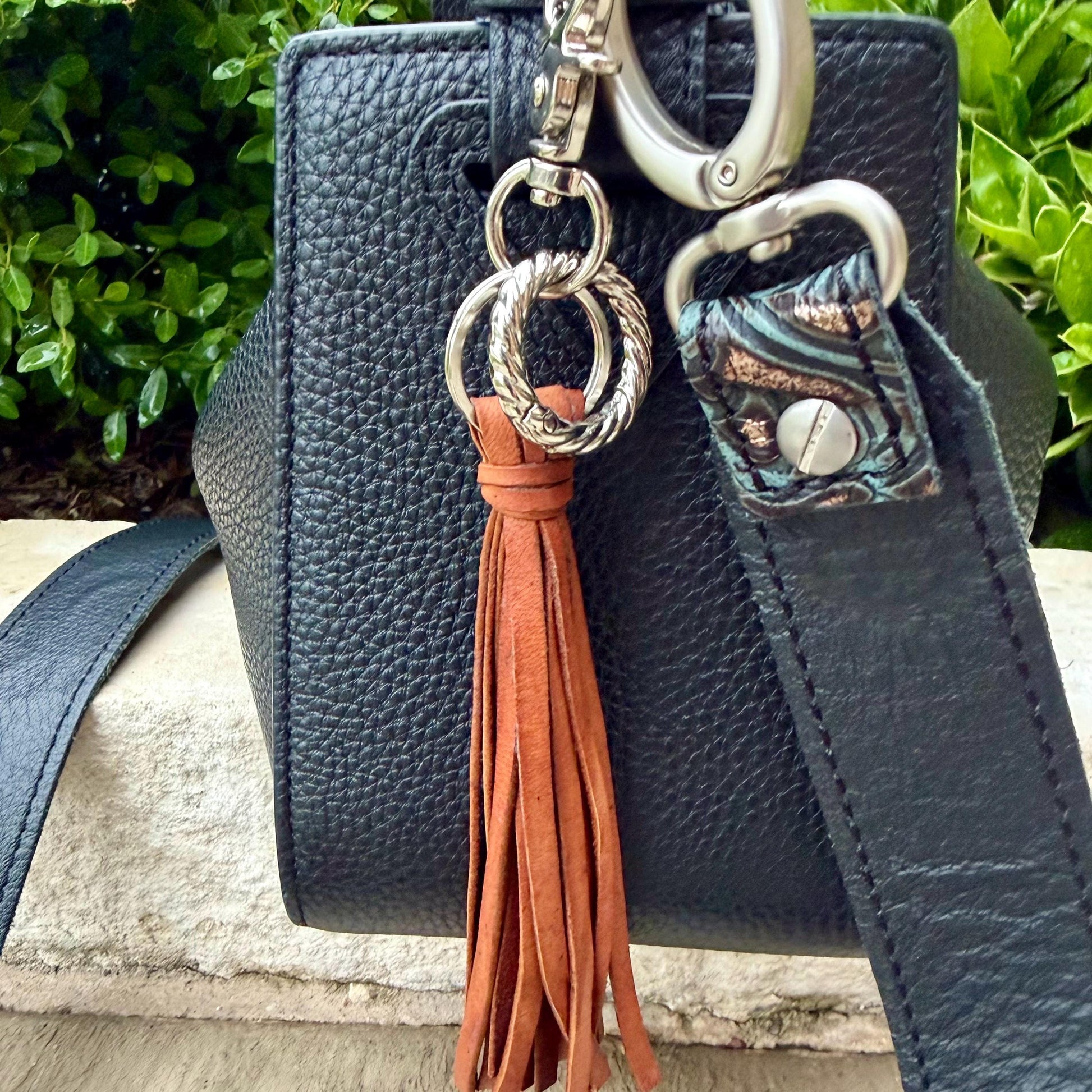 Leather Tassel Keychain • Deerskin Fringe Bag Charm • Western Purse Accessory