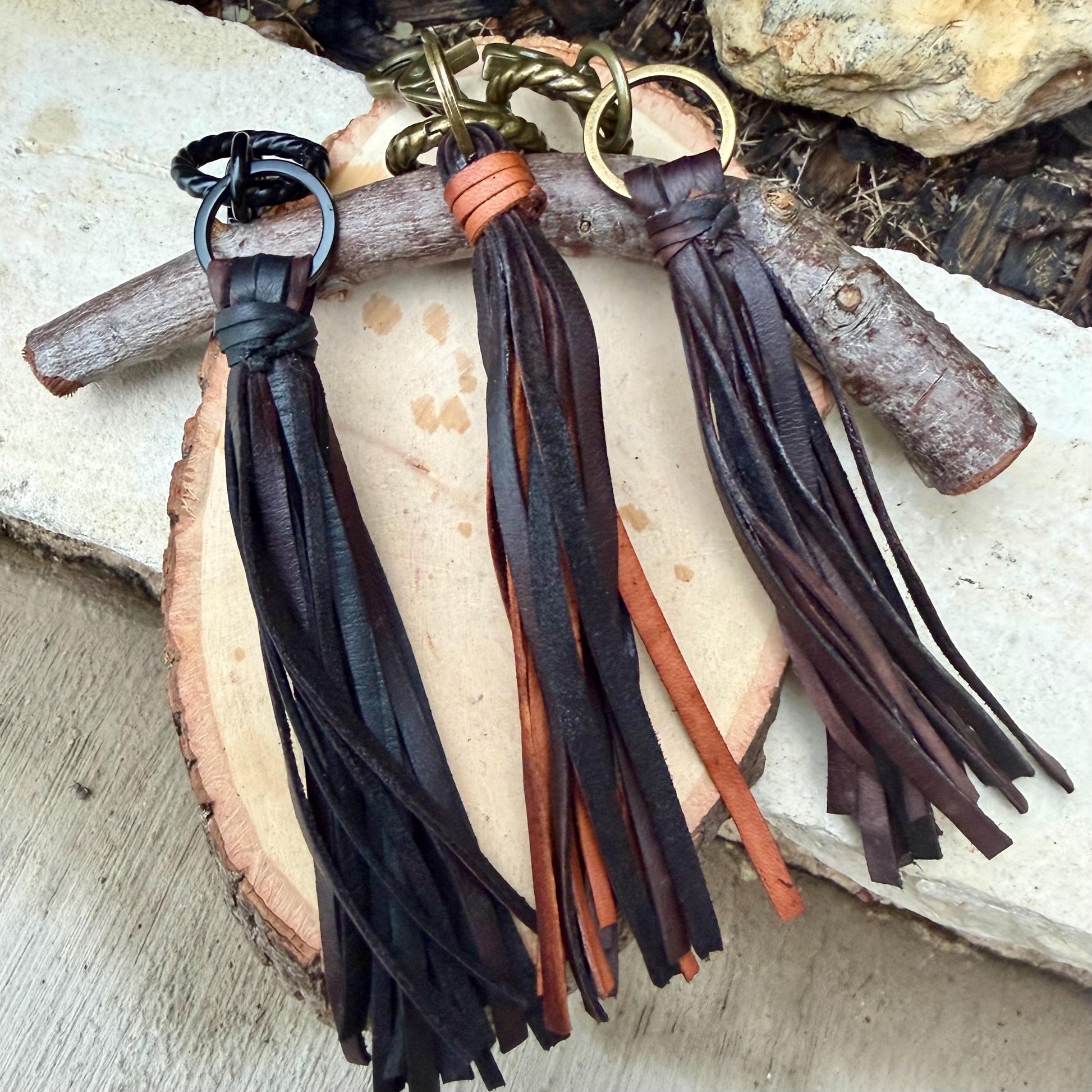 Leather Tassel Keychain • Deerskin Fringe Bag Charm • Western Purse Accessory
