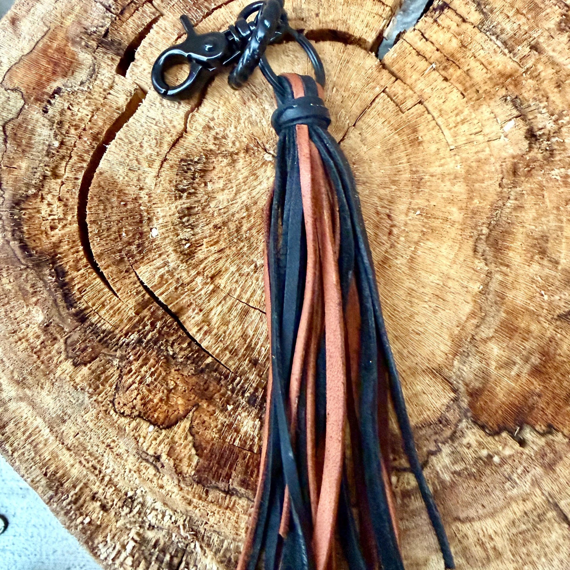 Leather Tassel Keychain • Deerskin Fringe Bag Charm • Western Purse Accessory