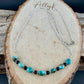 Kingman Turquoise Nugget & Onyx Necklace • Wire‑Wrapped Stone Bar Choker • Sterling Mariner Chain