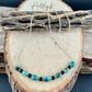 Kingman Turquoise Nugget & Onyx Necklace • Wire‑Wrapped Stone Bar Choker • Sterling Mariner Chain