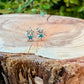 Sterling Star Earrings • Turquoise Chip Inlay • Western Silver Dainty Stud Posts