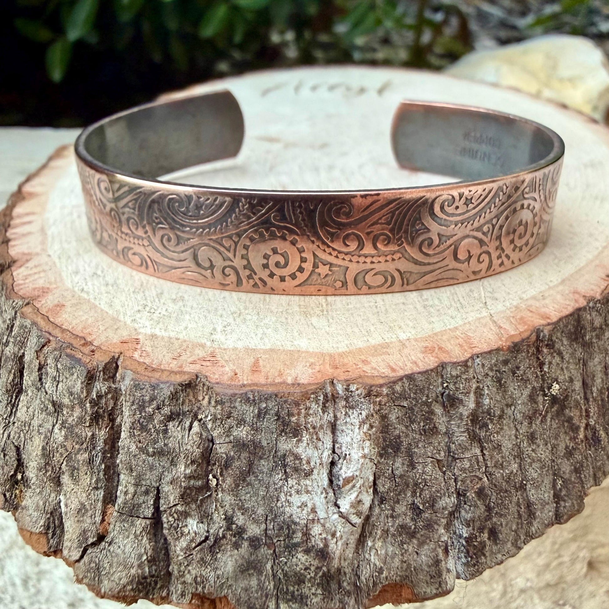 Raw Copper Paisley Cuff • Embossed Copper Bracelet • Southwestern Unisex Jewelry