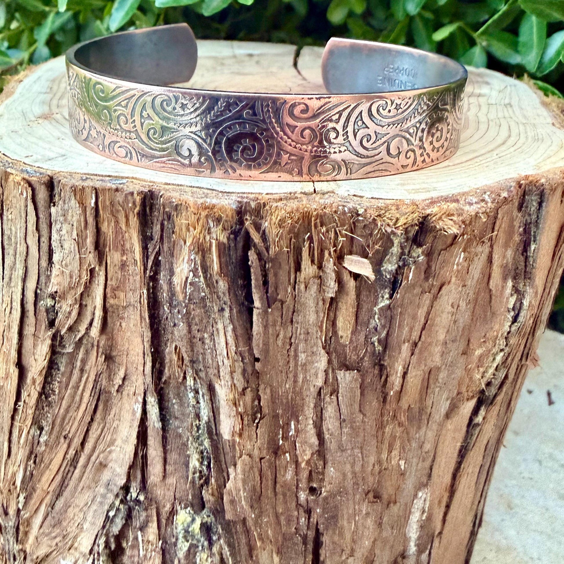 Raw Copper Paisley Cuff • Embossed Copper Bracelet • Southwestern Unisex Jewelry