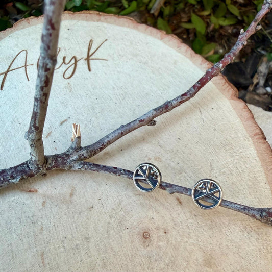 Sterling Silver Peace Sign Studs • Minimal Western Earrings • Everyday Posts