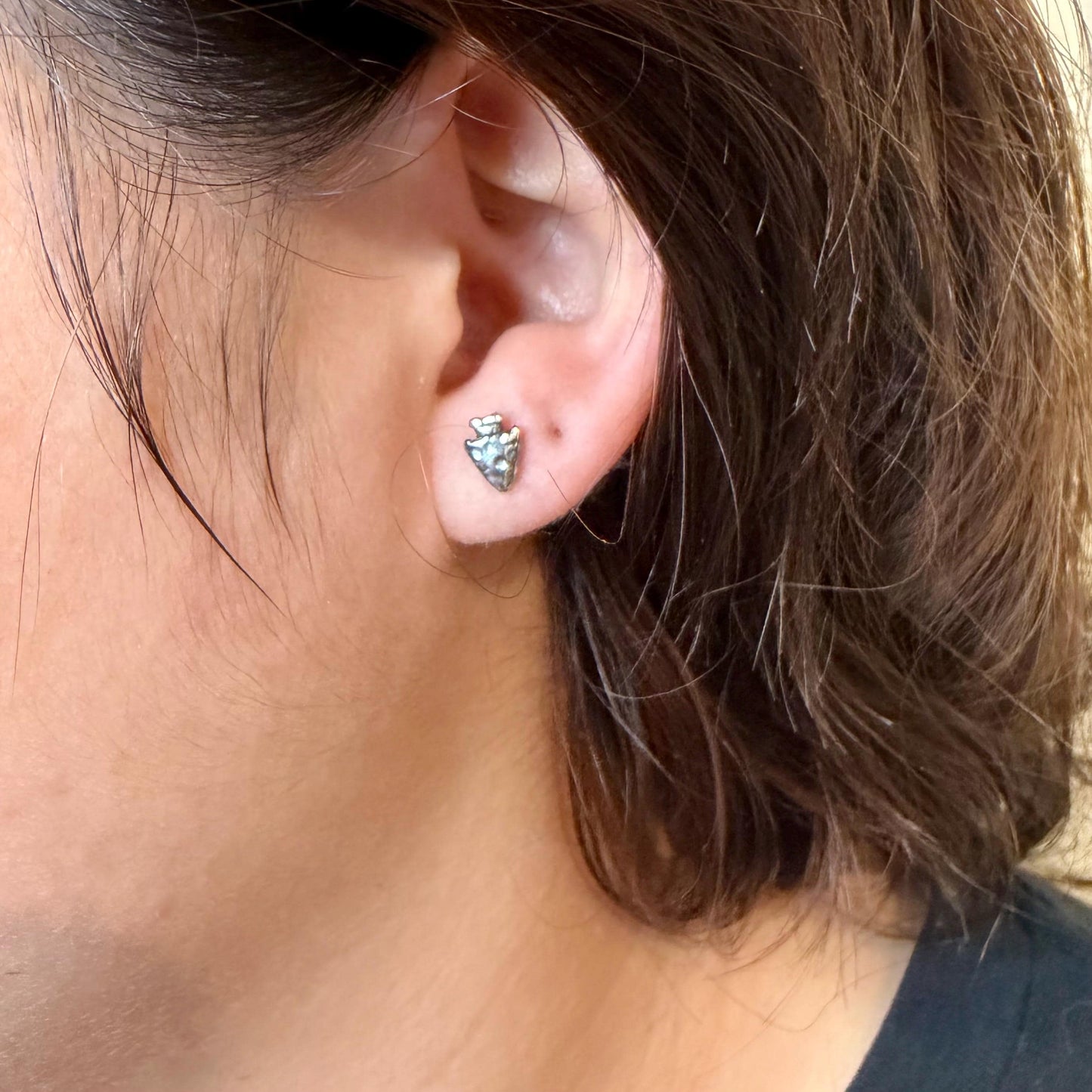 Sterling Silver Arrowhead Studs • Oxidized Western Earrings • Minimal Everyday Posts