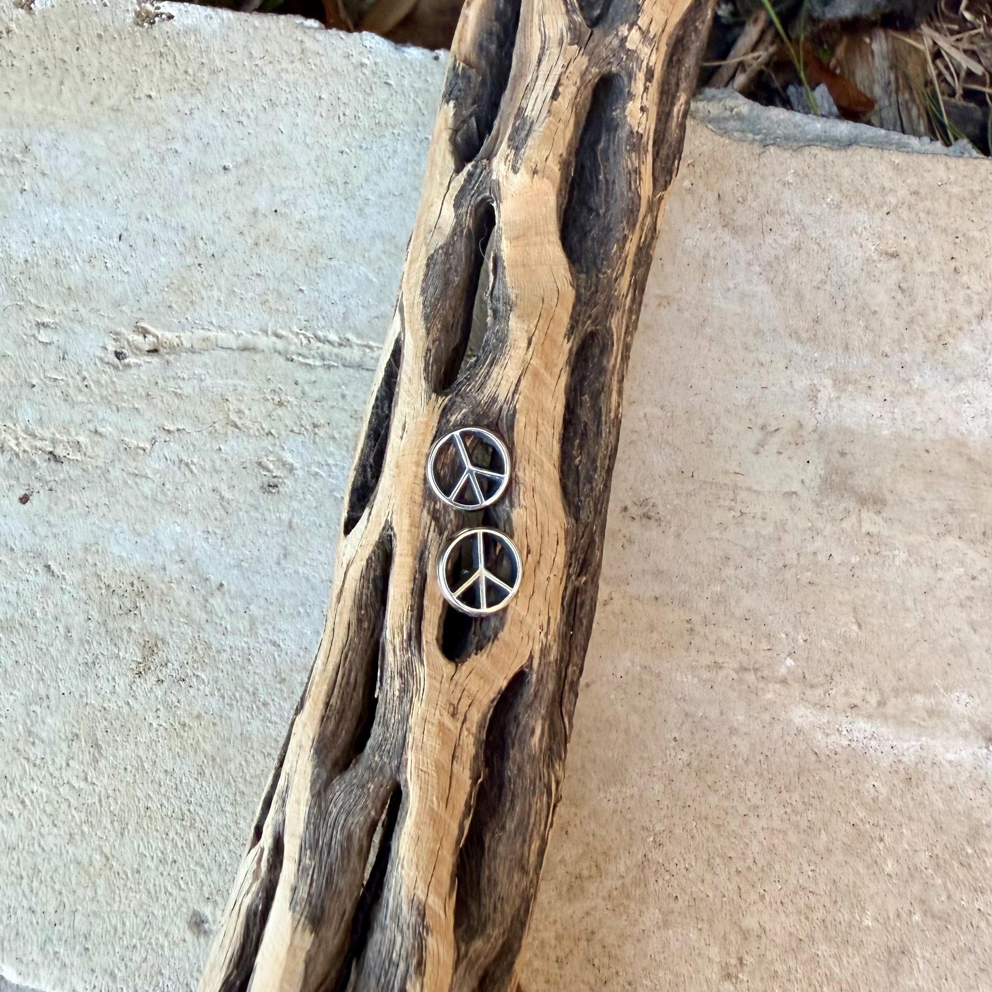 Sterling Silver Peace Sign Studs • Minimal Western Earrings • Everyday Posts