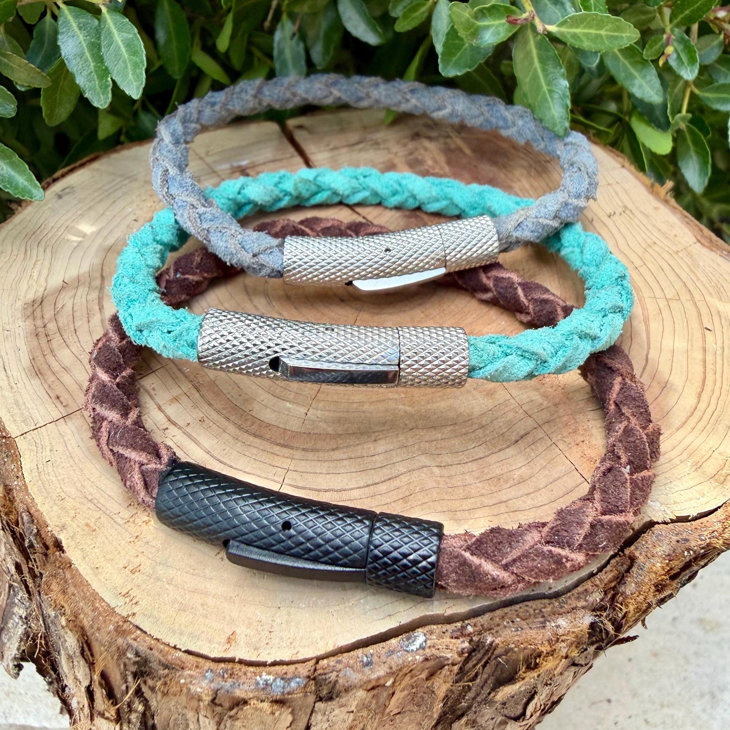 5mm Braided Suede Leather Bracelet • Bayonet Clasp • Leather Jewelry