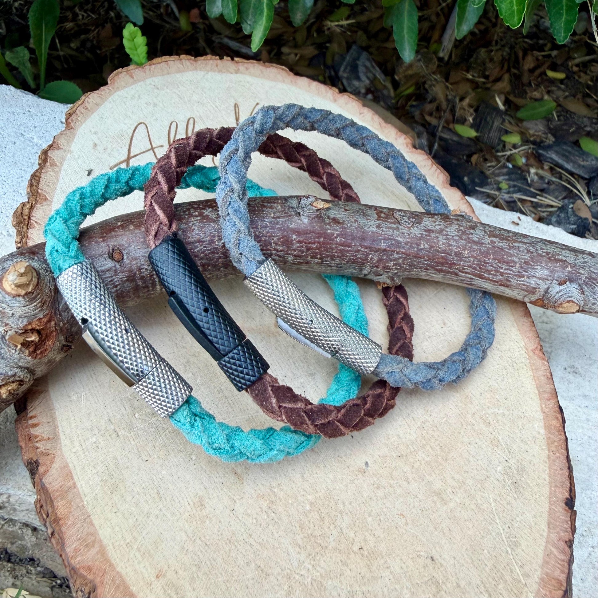 5mm Braided Suede Leather Bracelet • Bayonet Clasp • Leather Jewelry