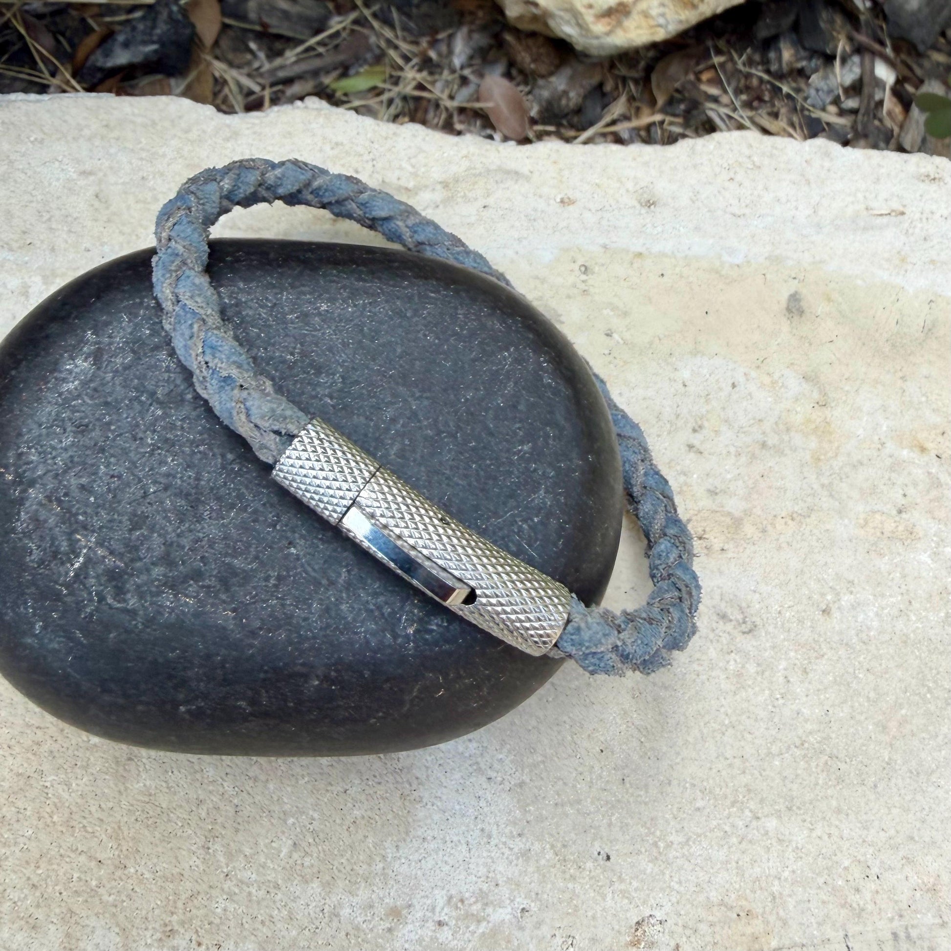 5mm Braided Suede Leather Bracelet • Bayonet Clasp • Leather Jewelry