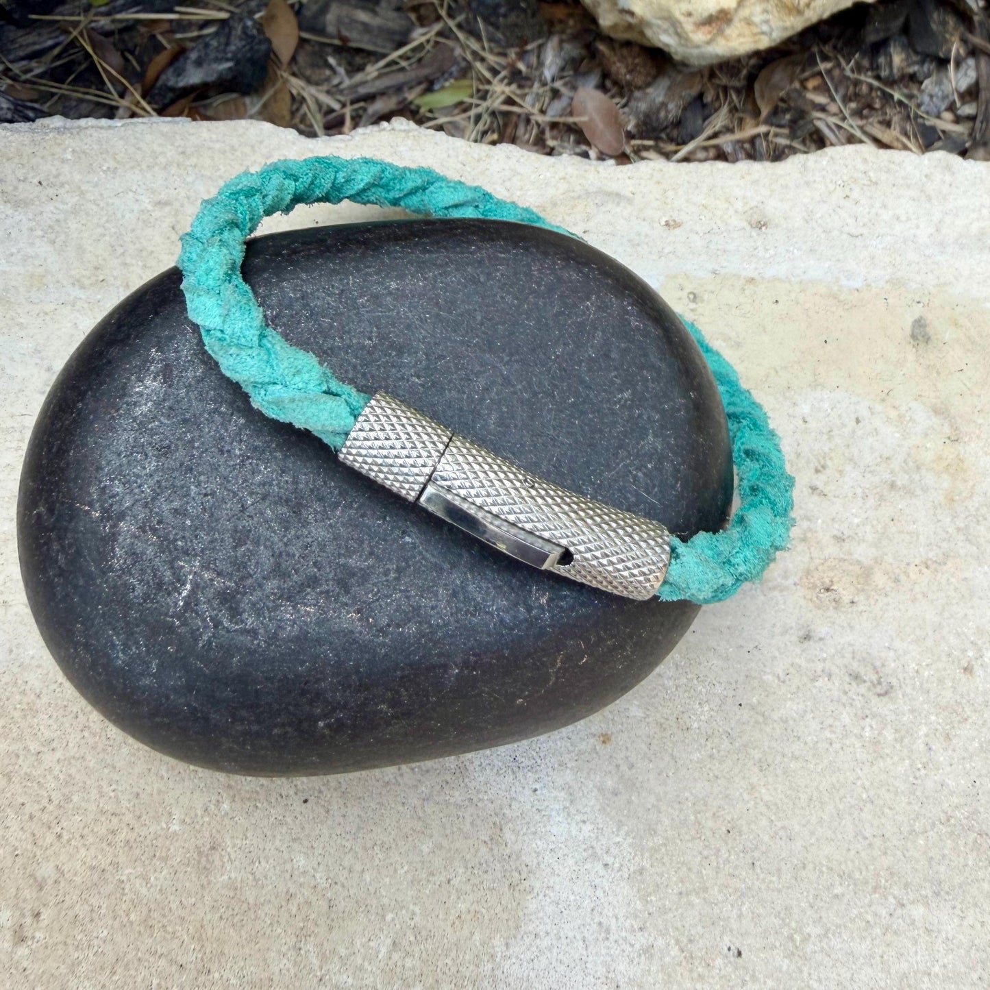 5mm Braided Suede Leather Bracelet • Bayonet Clasp • Leather Jewelry