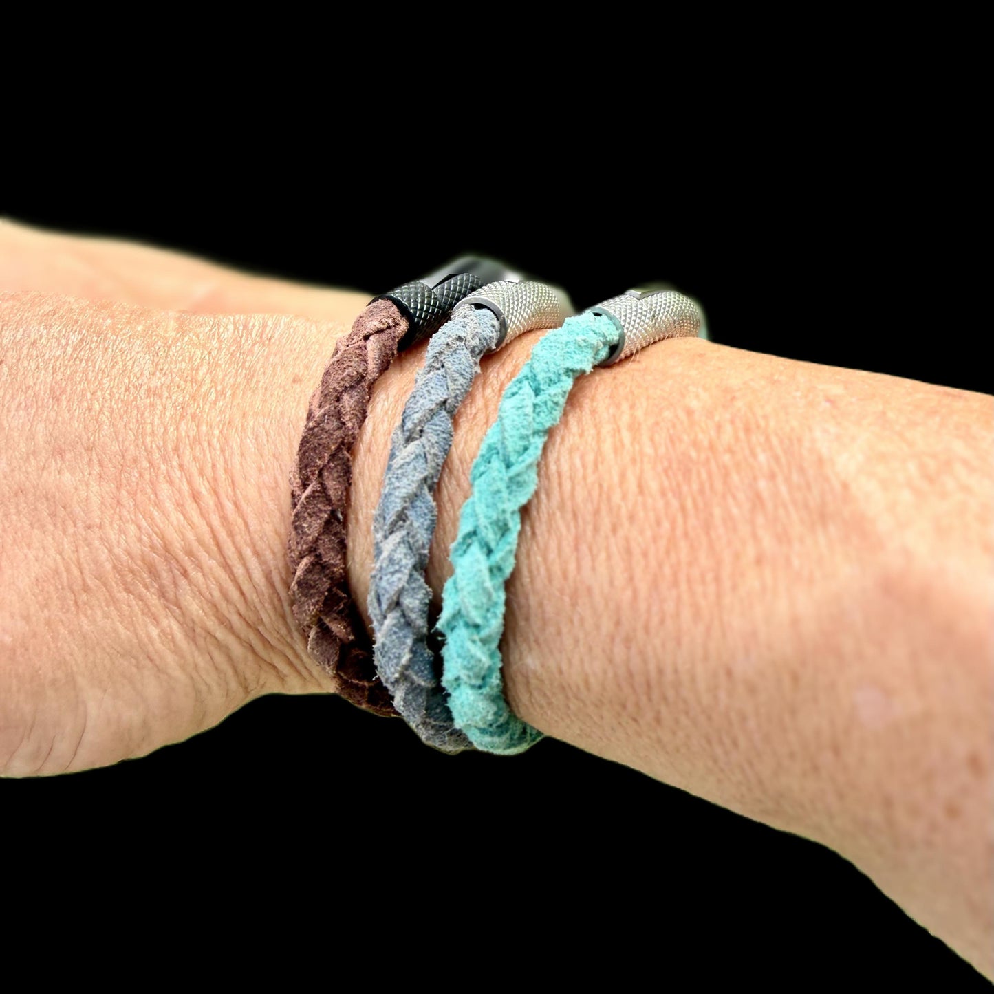 5mm Braided Suede Leather Bracelet • Bayonet Clasp • Leather Jewelry