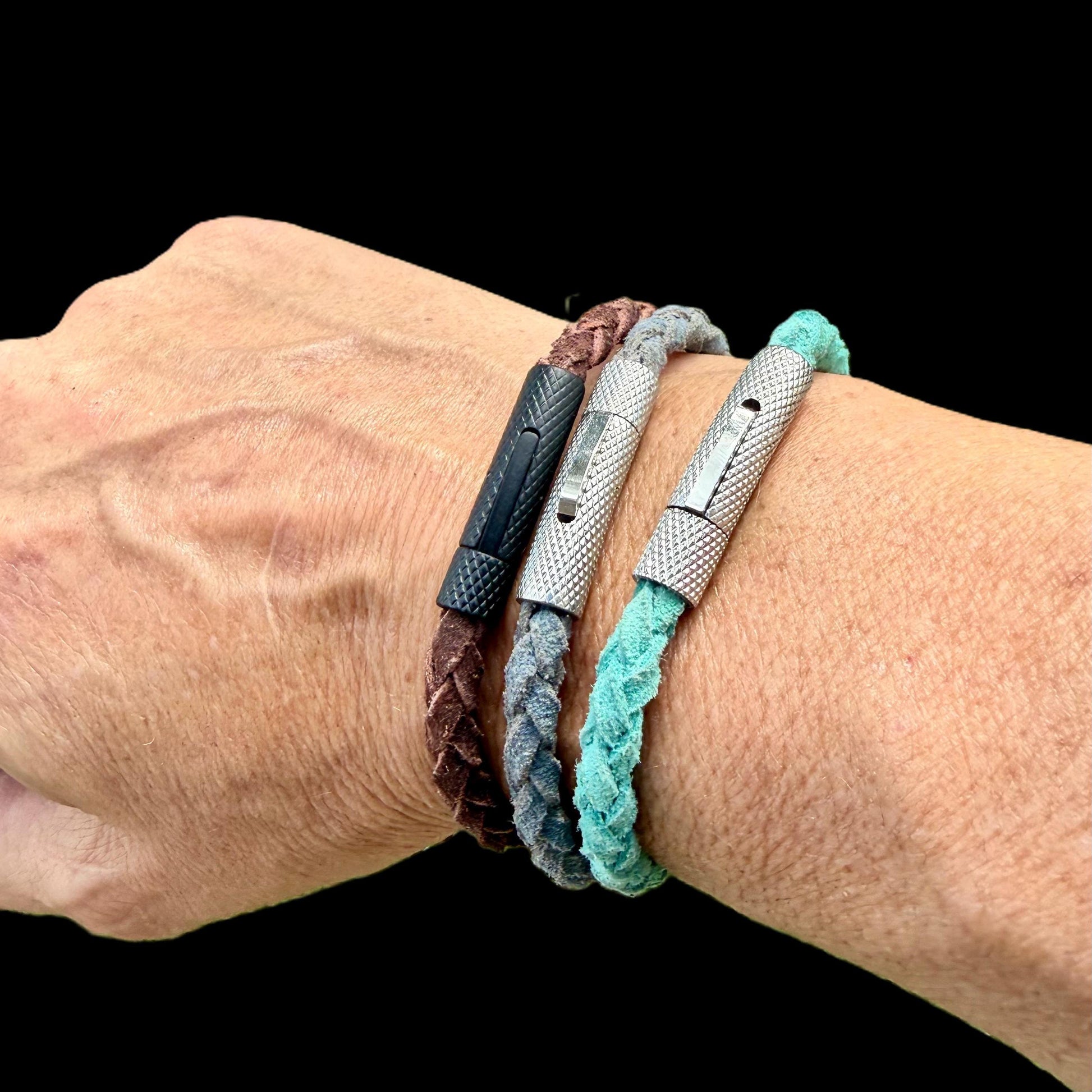 5mm Braided Suede Leather Bracelet • Bayonet Clasp • Leather Jewelry