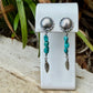 Scalloped Concho Turquoise Nugget Earrings • Sterling Silver • Feather Dangle