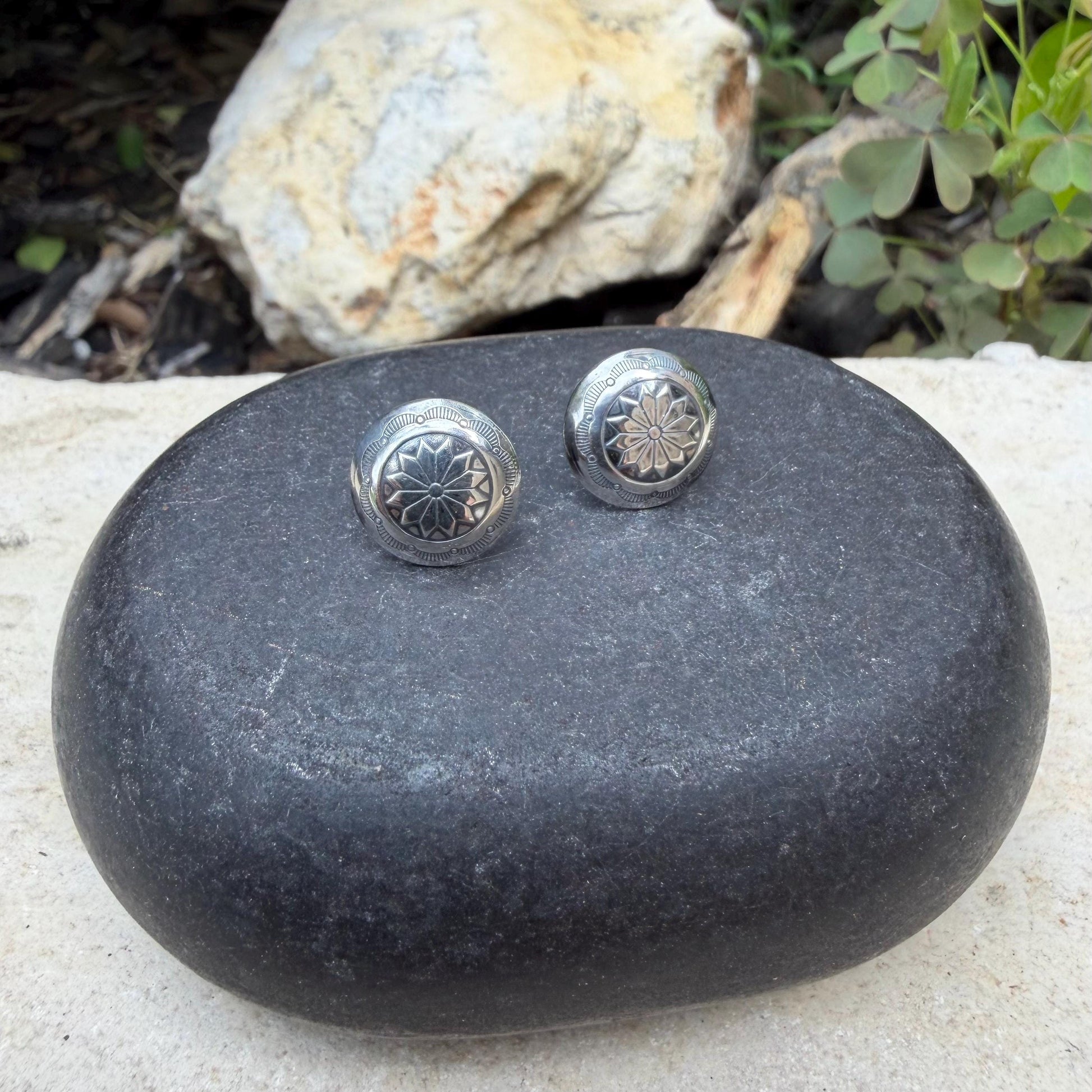 11mm Sterling Silver Stud Earrings • Sunflower • Star •Concho Posts