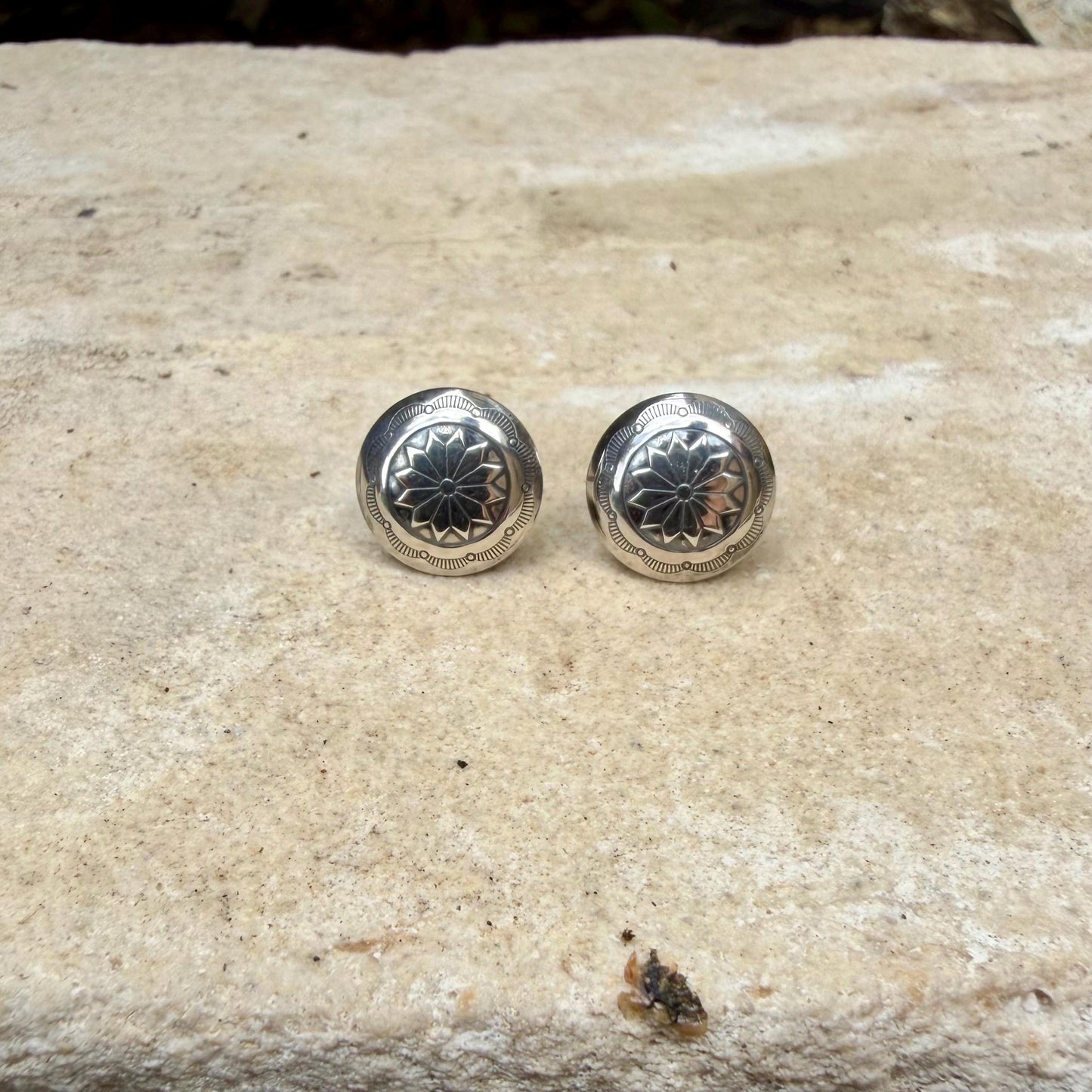 11mm Sterling Silver Stud Earrings • Sunflower • Star •Concho Posts