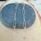 Sterling Silver Post Drop Paperclip Earrings • Modern Long Silver