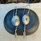 Kingman Turquoise Concho Earrings • Sterling Feather Dangle • Southwestern Style