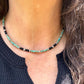 Turquoise & Onyx Desert Pearl Choker • Sterling Silver Southwestern Necklace