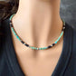 Turquoise & Onyx Desert Pearls Sterling Silver Choker Necklace • Southwestern Jewelry