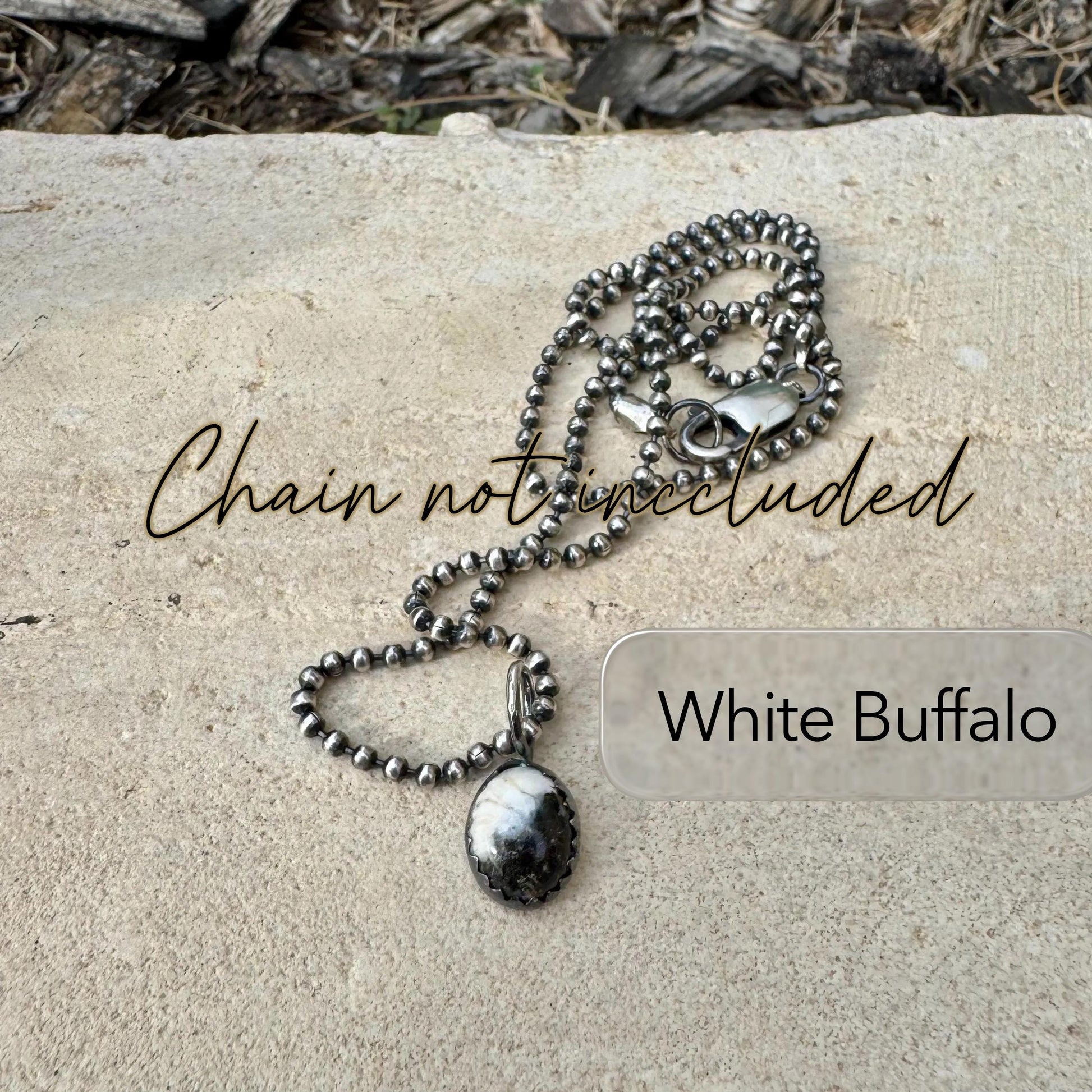 8x10 Gemstone Pendant • Sterling Silver • Kingman Turquoise, White Buffalo, Onyx, Moonstone, Garnet