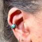 6mm Royston Turquoise Sterling Silver Ear Cuff | Floral Wide Band, No‑Piercing Earring