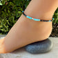 Blue Tiger’s Eye Turquoise Anklet • Sterling Silver Hawk’s Eye Ankle Bracelet