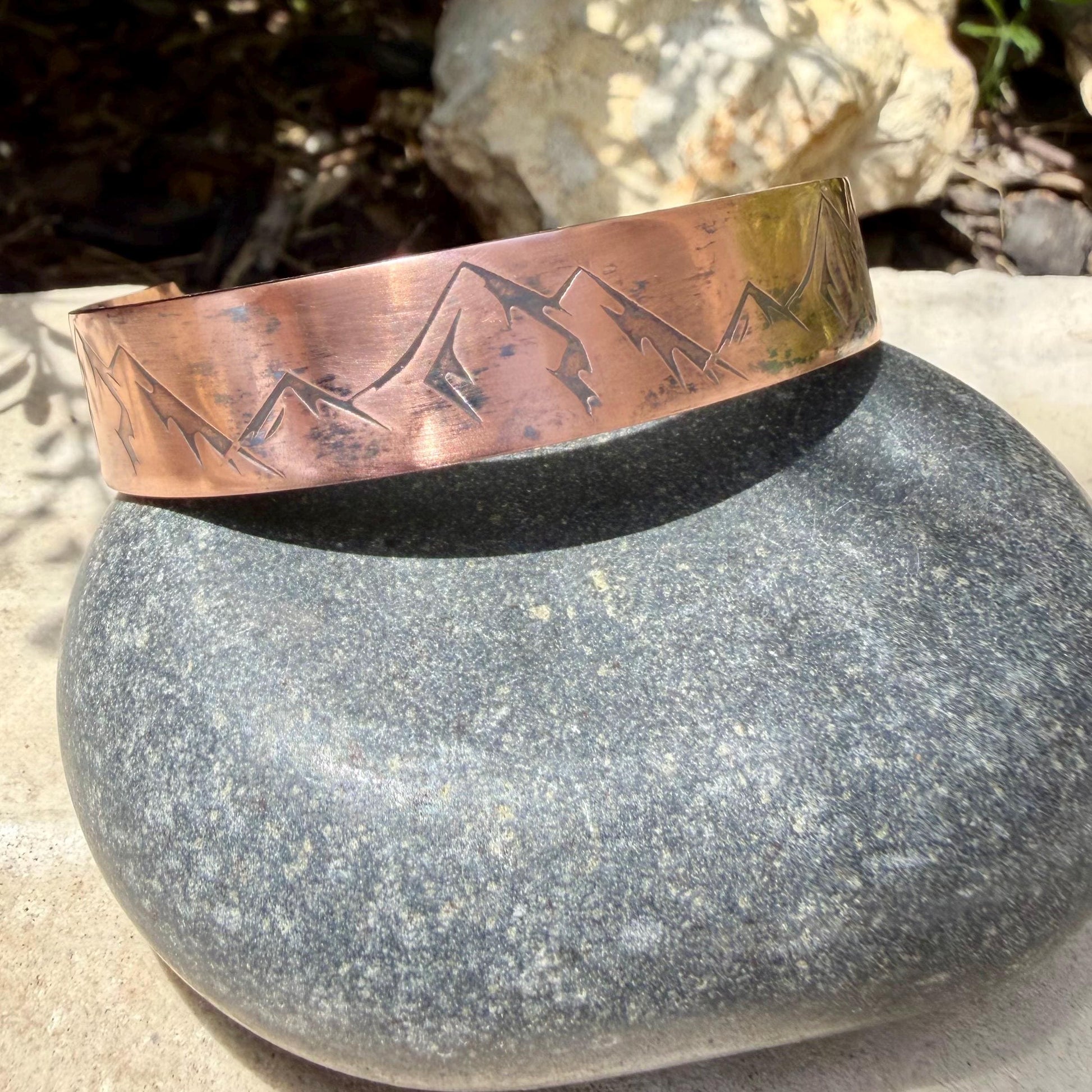 Rustic Mountains Copper Cuff • Hand‑Forged Raw Copper Bracelet