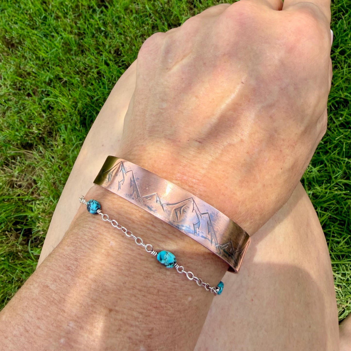 Rustic Mountains Copper Cuff • Hand‑Forged Raw Copper Bracelet