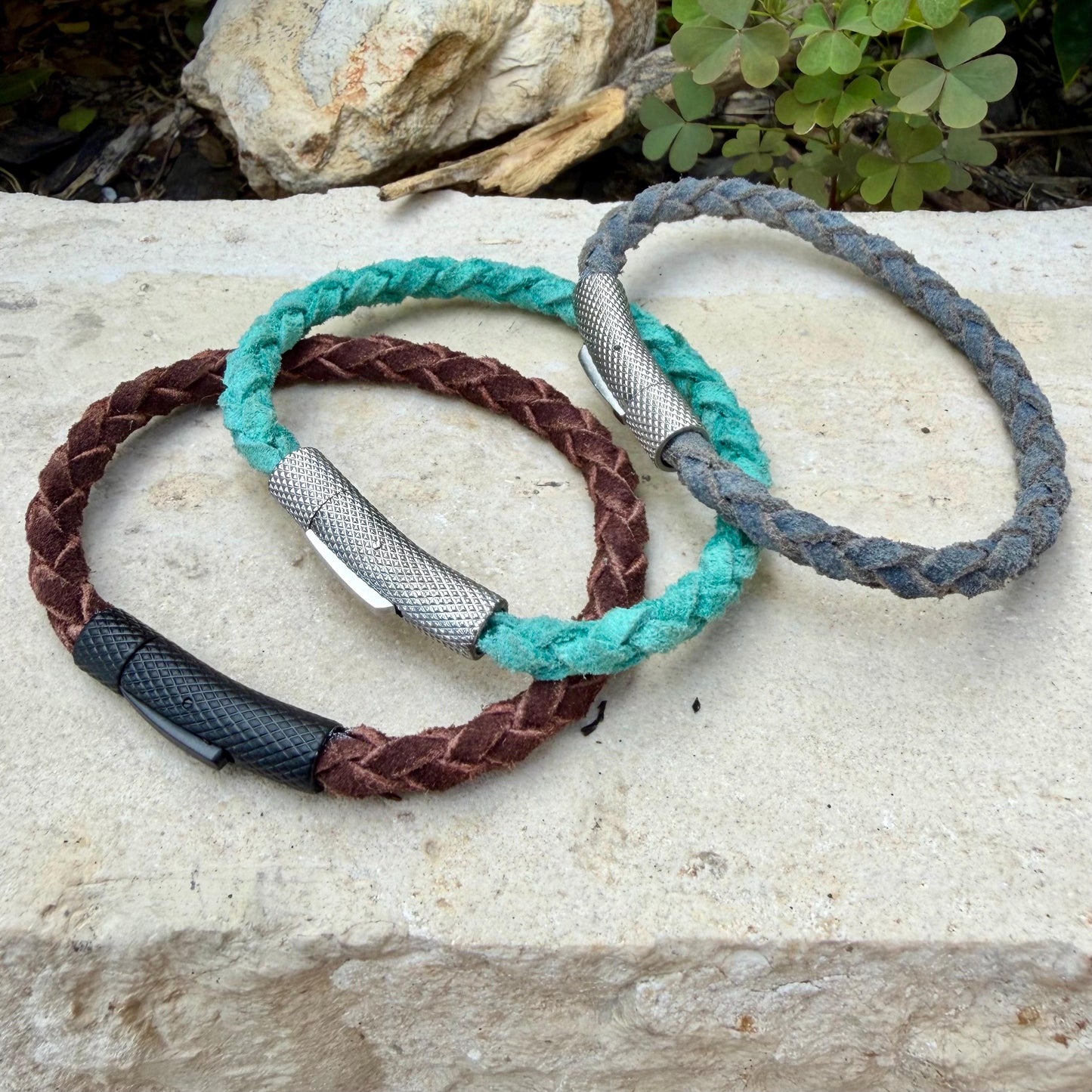 5mm Braided Suede Leather Bracelet • Bayonet Clasp • Leather Jewelry