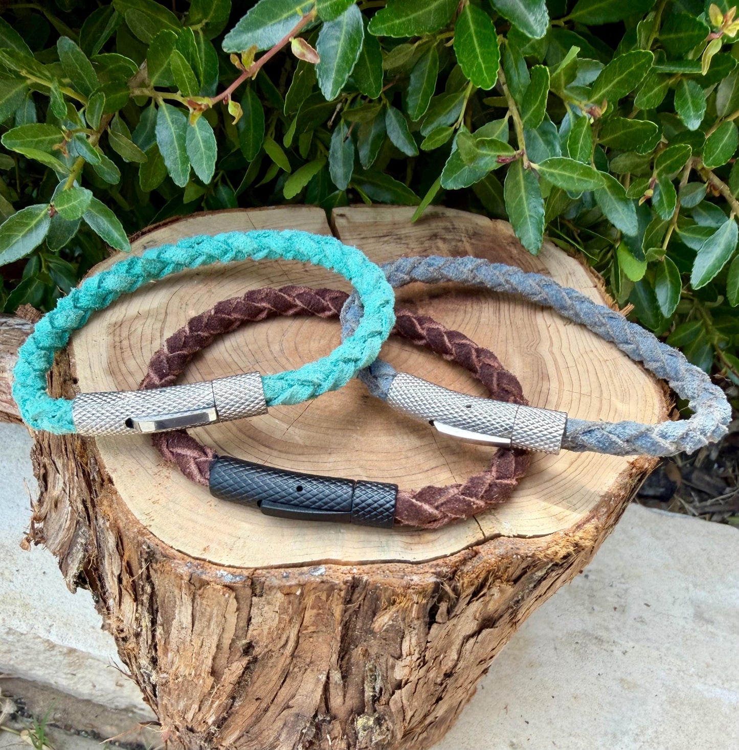 5mm Braided Suede Leather Bracelet • Bayonet Clasp • Leather Jewelry
