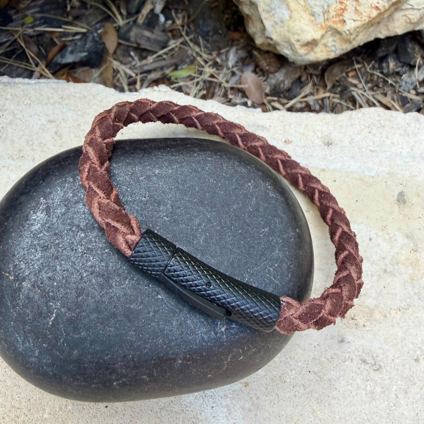 5mm Braided Suede Leather Bracelet • Bayonet Clasp • Leather Jewelry