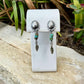 Oval Concho Turquoise Heishi Earrings • Sterling Silver • Feather Dangle