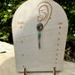 Oval Concho Turquoise Heishi Earrings • Sterling Silver • Feather Dangle