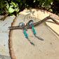Scalloped Concho Turquoise Nugget Earrings • Sterling Silver • Feather Dangle