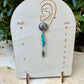 Scalloped Concho Turquoise Nugget Earrings • Sterling Silver • Feather Dangle